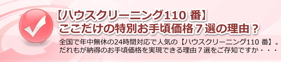 【ハウスクリーニング110 番】ここだけの特別お手頃価格７選の理由？